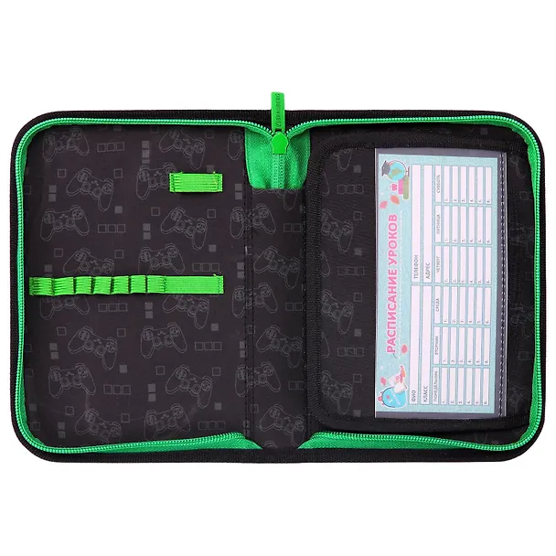 Пенал 1отд. "Pixel gamepad" с наполнением, 21*14см, 1 отк. планка, 24 предмета 3162190 — 3