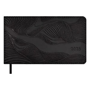 Еженедльник дат. 2025г. 64л 150х87 "Виннер" черный, карманный, горизонт, кожхам, мягк. переплет, обстрочка, блинт. тиснение, офсет, ляссе