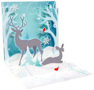 3D открытка Зимний олень (Winter Deer) (квадрат) (1021)