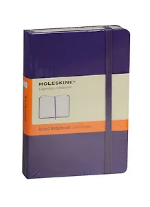 Записная книжка А6 96л лин. "Classic Pocket" фиолетовая, жесткая обложка, резинка, Moleskine