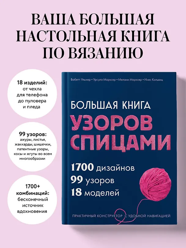 Книга Большая книга узоров спицами. 1700 дизайнов, 99 узоров, 18 моделей. Практичный конструктор с удобной навигацией (Бабетт Ульмер, Урсула Марксер, Мелани Марксер, Инес Кольвиц) — 5
