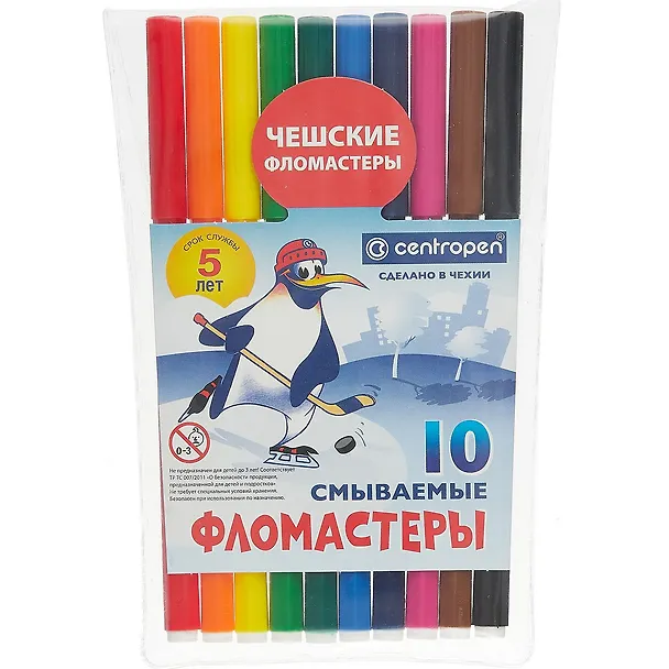 Фломастеры Centropen, 10 цветов, смываемые 215142 — 2