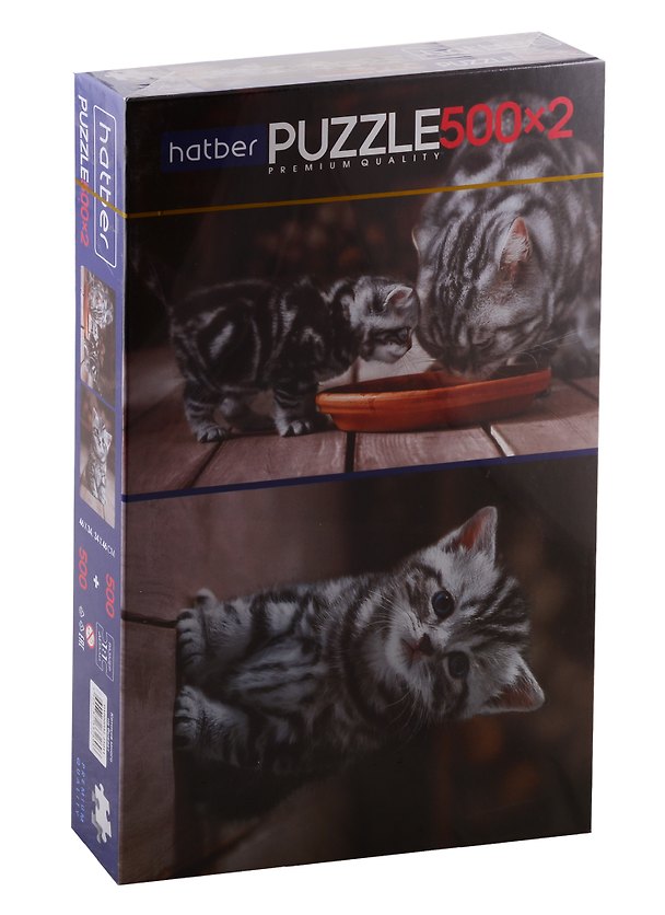 Пазл HATBER Premium 500+500 эл. 2 картинки в 1 коробке -Котиков много не бывает 2793264 — 1