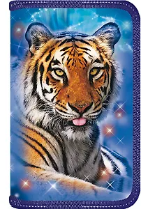 Пенал школьный 2отд. "Космические животные" лам.серебро, ассорти, Канцбург