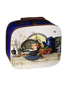 Шкатулка-саквояж дерево Синий натюрморт (28,5х25х10,5) (42731)