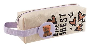 Пенал-косметичка "Пушистый мишка- Бежевый" 20*7,5*5см, на молнии мягкий