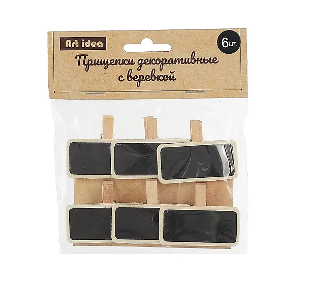 Прищепки декоративные с веревкой. Прямоугольные (меловые) 2987988 — 1