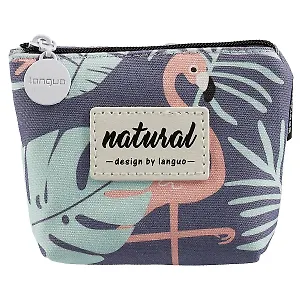 Кошелек на молнии Фламинго и Монстера (ткань) (11х8) (LG-10945)