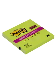 Блок бумаги 76*76 самоклеящийся SUPER, 90 листов, неоновый зеленый