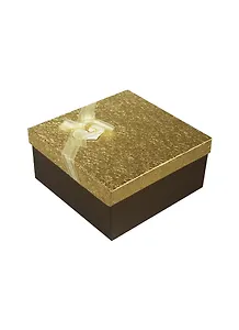 Коробка подарочная "Золото" с сердцем 16,5*16,5*9см, декор.бант, картон, Хансибэг