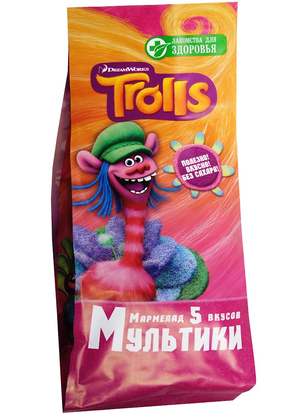Мармелад из свежих ягод Детская коллекция марка Trolls Мультики 5 вкусов 105гр 2570380 — 1
