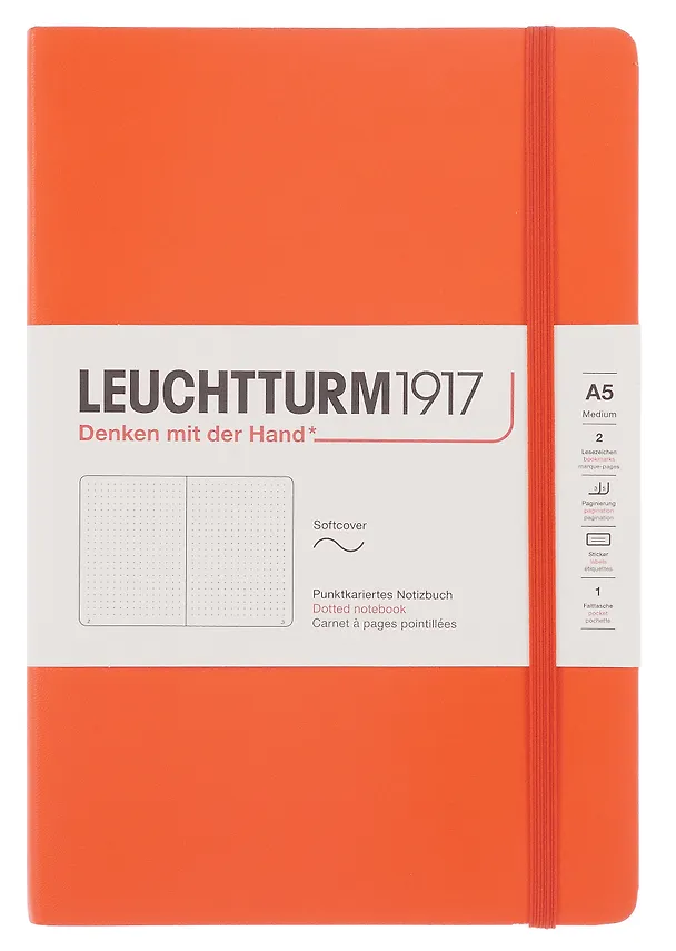 Книга для записей A5 61л тчк. "Medium" мягк.обложка, цвет тыква, Leuchtturm1917 3166562 — 1