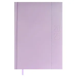 Ежедневник дат. 2025г. А5 176л "Плонже эконом" сиреневый, кожзам, тв.переплет с поролоном, блинт.тиснение, ляссе