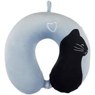 Подголовник с кнопкой Черный котик на синем фоне (текстиль) (28х30) (12-F1-76-A3) 2869511