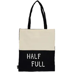 Сумка-шоппер Half full (бежевая/черная,) текстиль 40см.*32см.
