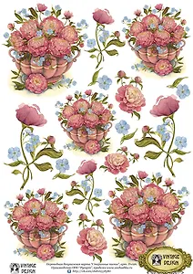 Декупажная карта переводная Старинные пионы (D-026) (упаковка)
