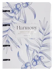 Тетрадь 80л кл. "Harmony", ветка на айвори, на кольцах, мел.картон, микротекстурирование, ламинация, тиснение золотой фольгой