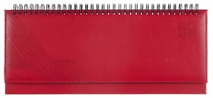 Планинг дат. 2026г. 64л 310x130 мм "Сариф" красный, кожзам, тв.переплет, обл.поролон, блинт.тиснение, офсет, настольный, откр.евроспираль, справ.мат-лы, инд.уп