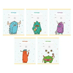 Тетрадь 12л круп.кл. "Монстрики" мел.картон, офсет 60г/м2 3052352