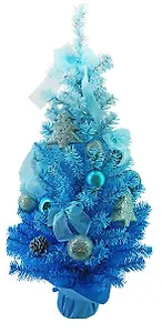 Елка декоративная с украшениями, 75см, голубая