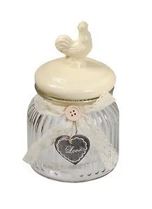 Баночка стекло с керамической крышкой Желтый петушок (600 мл) (40622)