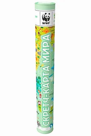 Книга Скретч-карта мира WWF Фисташковая А1, 59х84см, в прочном цилиндрическом тубусе ()