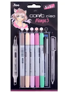 Набор маркеров Copic Ciao манга 3 5цв + мультилинер 0.3мм 