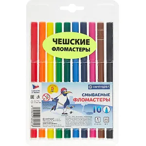 Фломастеры Centropen, смываемые 10 цветов