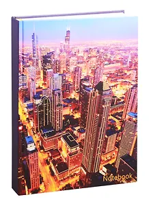 Книга для записей А4 200л кл. "Ночной город" 7БЦ, мат.ламинация, тиснение зол.фольгой