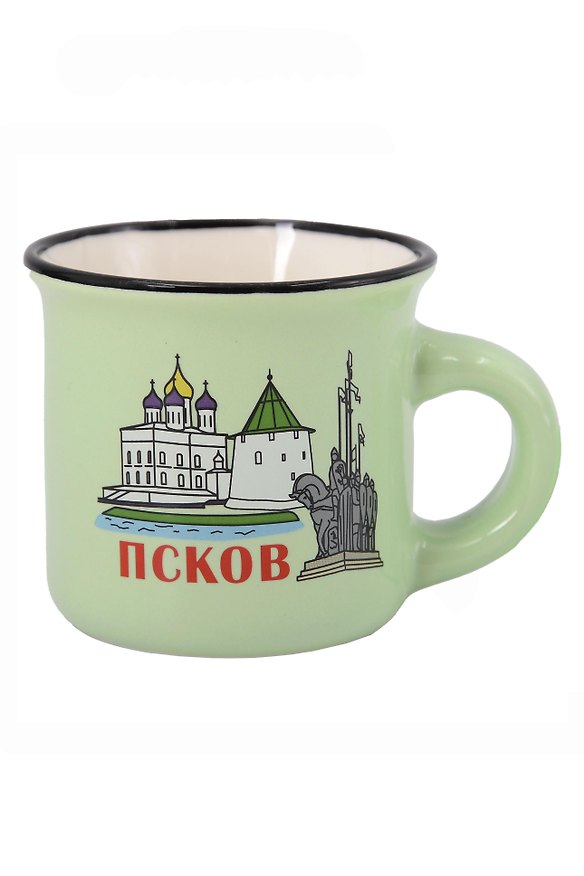 Кружка-мини зеленая Псков (5см) (фарфор) (Псков) (065-9-25) 3124685 — 1