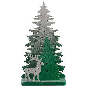 Елочки зеленые с оленем (18см) (дерево) (НГ2018-013)