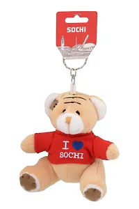 Брелок-мягкая игрушка Мишка-I love Sochi, красная футболка (Сочи) (MF-ILSH-R)