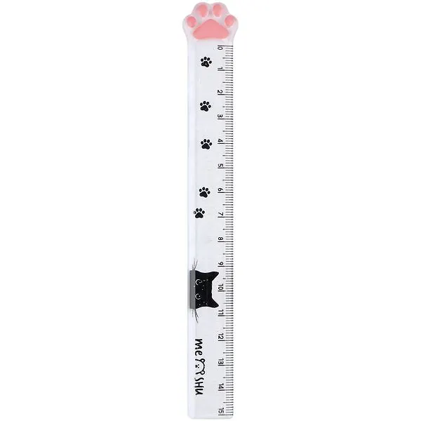 Линейка 15см "Paw" пластик, тонир., с блёстками, европодвес, ассорти, MESHU 3112536 — 4