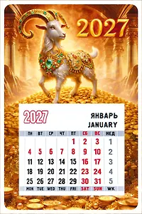 Календарь 2027г 95*145 "Символ года (Коза на горе золота)" на магните