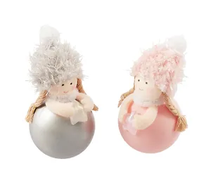 Новогоднее украшение Девочка-шарик со звездочкой (пластик, текстиль) (10см) (12-06277-NY-19)