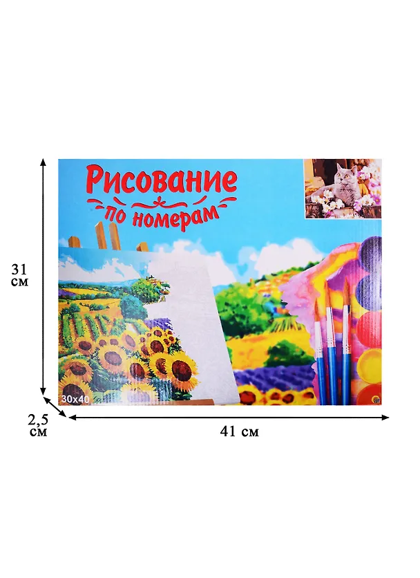 Набор д/творчества Рыжий кот Холст с красками 30х40см по номерам Британский кот в цветах Х-1751 2817244 — 3