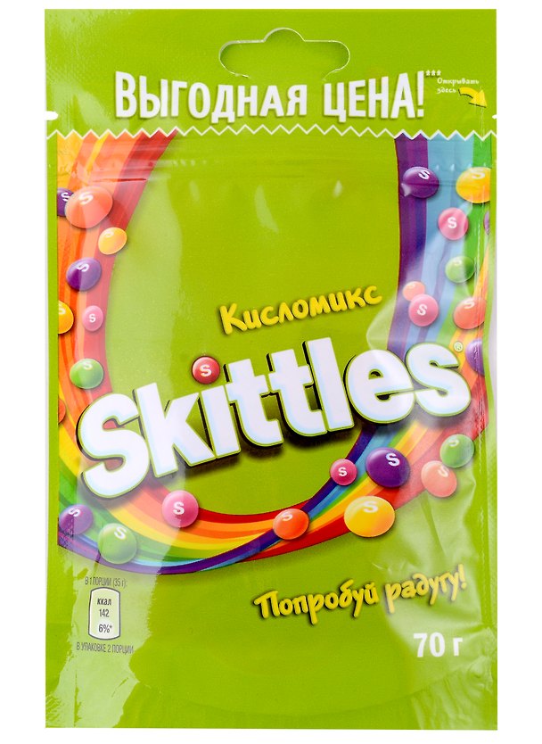Skittles Pouch жевательные конфеты в глазури Кисломикс, 70г 2981243 — 1
