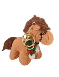 Брелок Символ года Лошадка с красно-зеленым шарфом (текстиль) (9см) (14-1253-202505-T31)