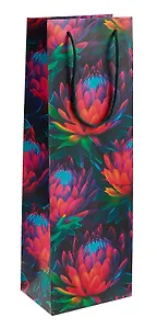 Пакет бутылочный 36*12*8,5 "Цветочный пейзаж" бум.мат.ламинат