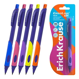 Карандаш механический 2,0мм "ErgoLine Kids Neon" ассорти, блистер, ErichKrause