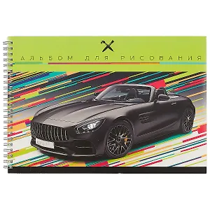 Альбом для рисования BG, Glitch car гребень, А4, 48 листов, на гребне, в ассортименте
