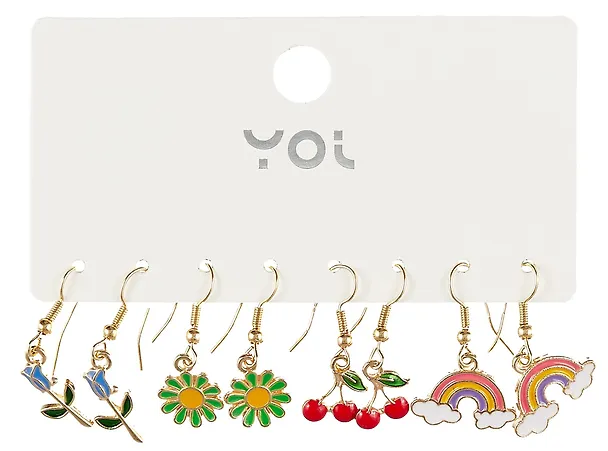 Набор сережек Yoi, "Цветочки и облачка", 4 см, 4 штуки 3010205 — 6