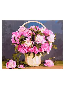 Холст с красками по номерам "Нежно-розовые пионы в корзинке", 30 х 40 см