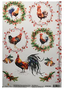 Декупажная карта Петухи (миниатюры) 21*30см