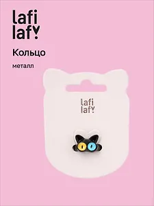 Кольцо Котик с глазками черный (металл) (12-03907-B25) (Lafilaf)