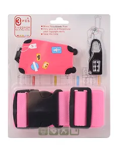 Travel набор Бирка, замочек и ремень для багажа (розовый) (12-travel22-B2)