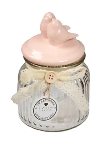 Баночка стекло с керамической крышкой Розовая птица (600 мл) (40630)