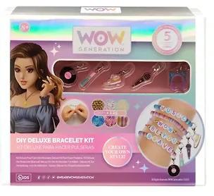 WOW, Большой набор для создания браслетов 70 бусин с буквами, 100 разноцветных бусин, 5 шармов, 4 цвета нити-основы 3121644