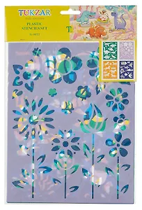 Набор для творчества, TUKZAR, Набор трафаретов Цветы, Подводный мир, Динозавры, Лошади, мягкий гибкий пластик