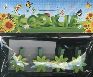 Набор прищепок цветы с блест. декор (535106) (4 шт.) (упаковка) 2372214